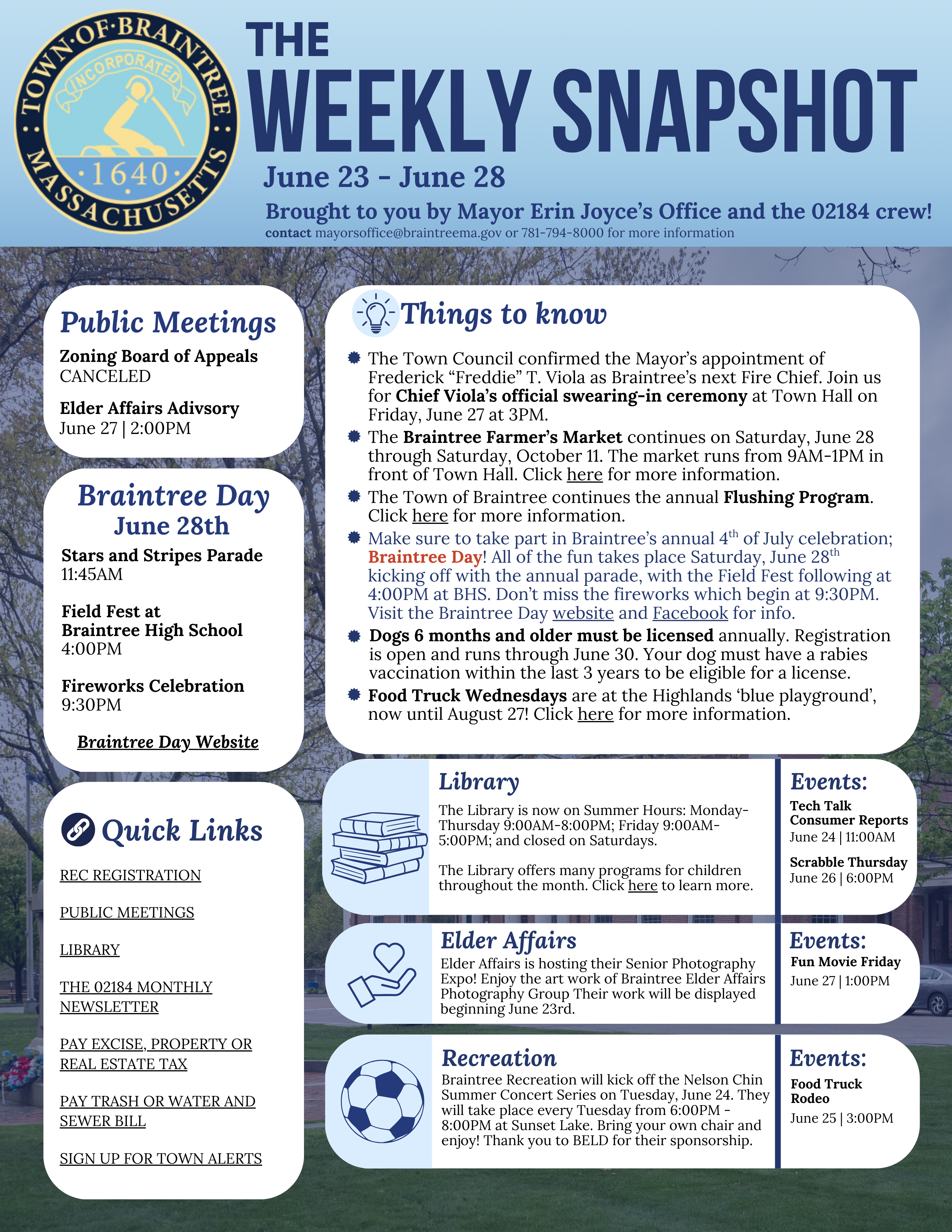 The 02184 Weekly Snapshot 6.2-6.7