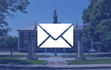 Envelope graphic over image of Braintree Town hall