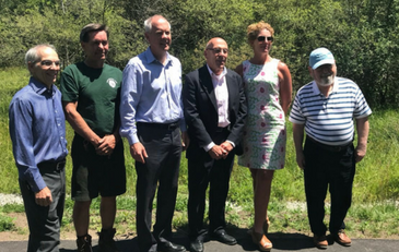 Mayor Sullivan at Pond Meadow viewing the new improvements to the bike trails!