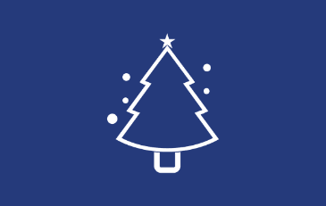 Christmas Tree Logo on Blue Background
