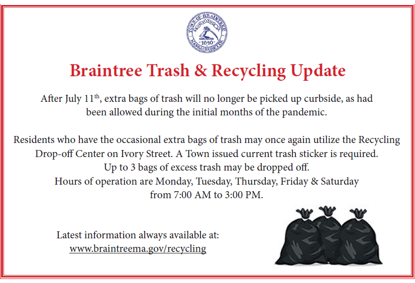 Braintree Recycling Center - Pandemic Updates