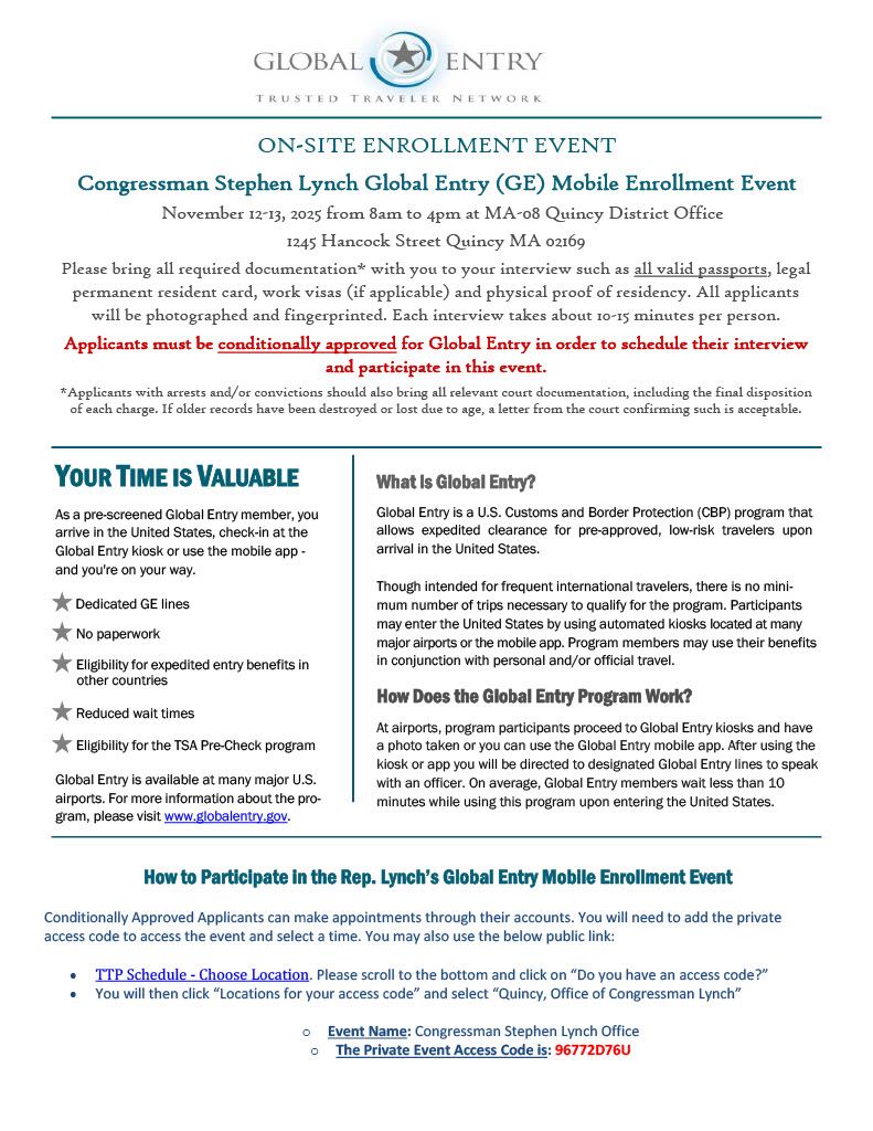 Global Entry Enrollment with Stephen Lynch