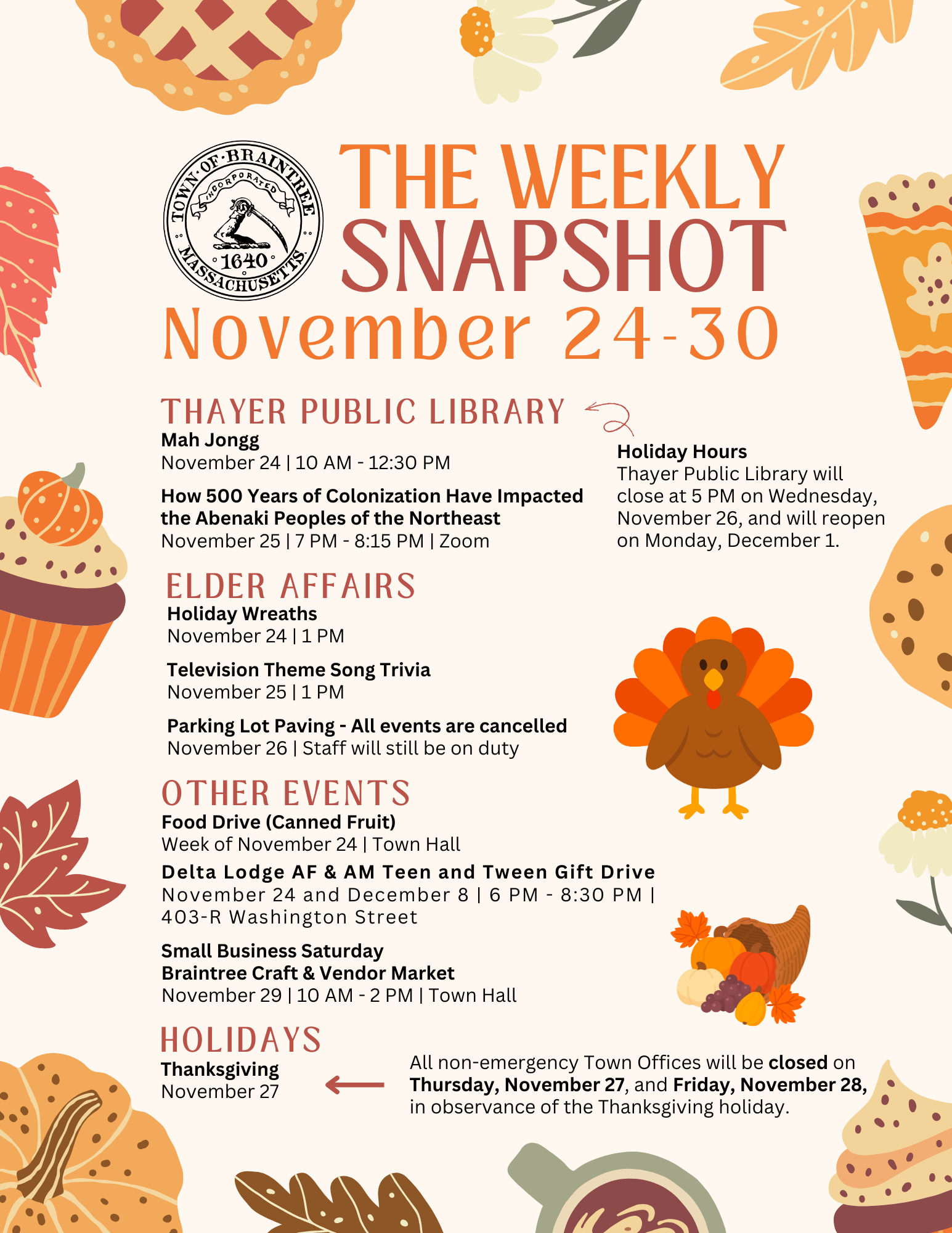 The 02184 Weekly Snapshot November 24-30