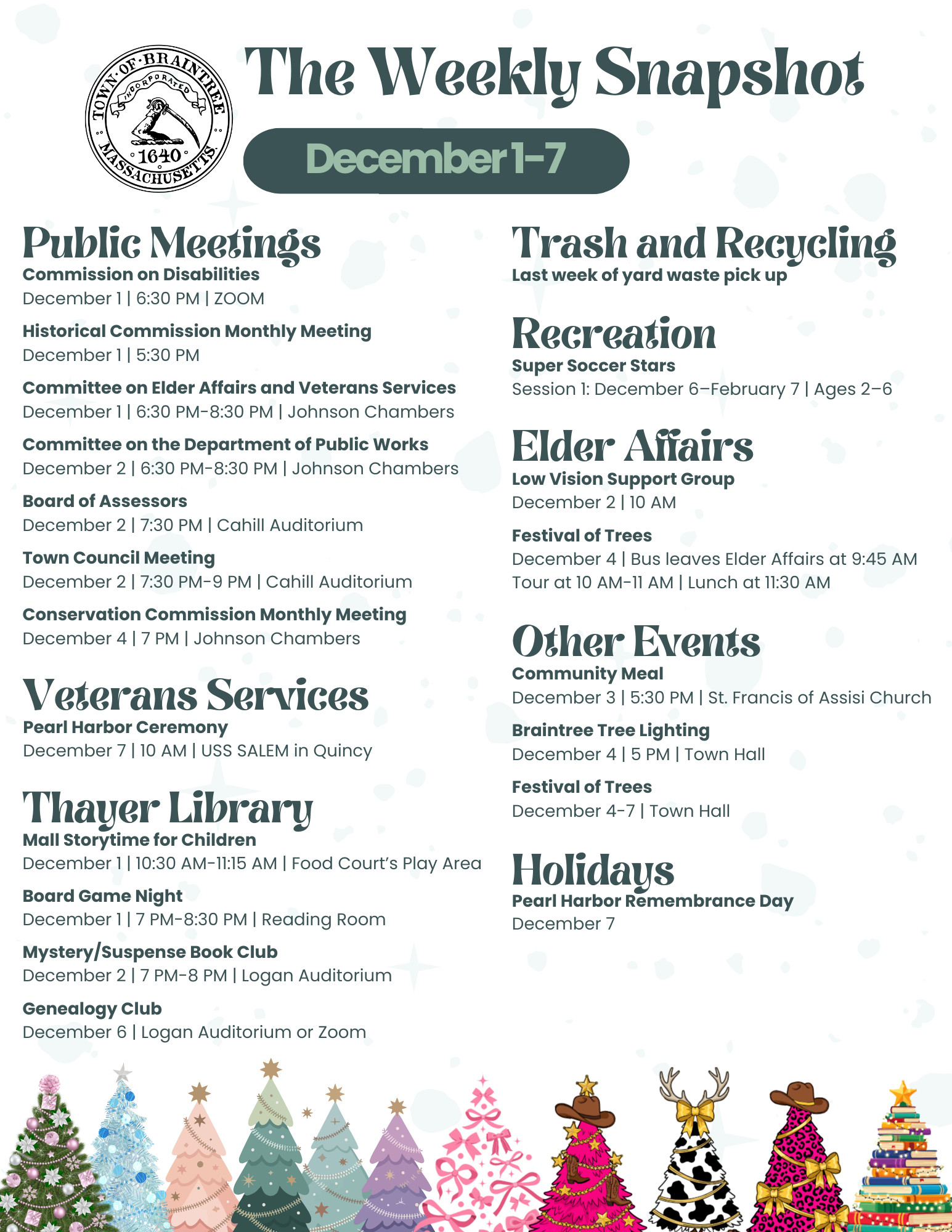 The 02184 Weekly Snapshot December 1-7