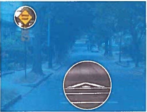 Example of pavement markings and signs