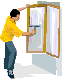 Man fixing a broken window