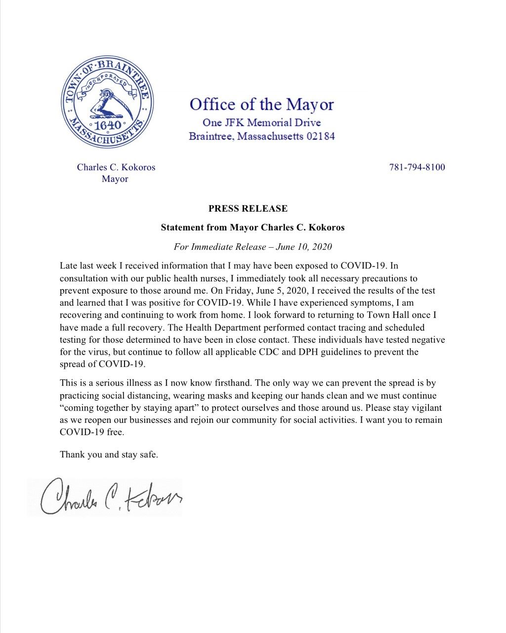 Mayor Statement