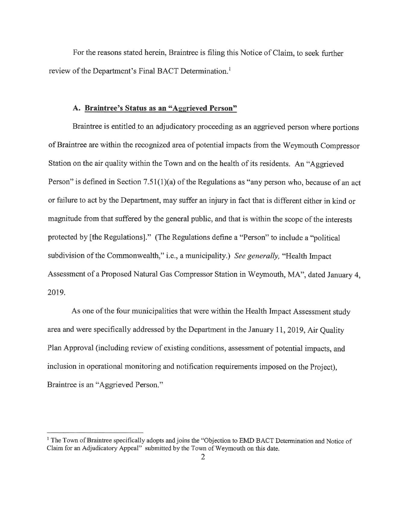 TOB Notice of Claim - Compressor 2