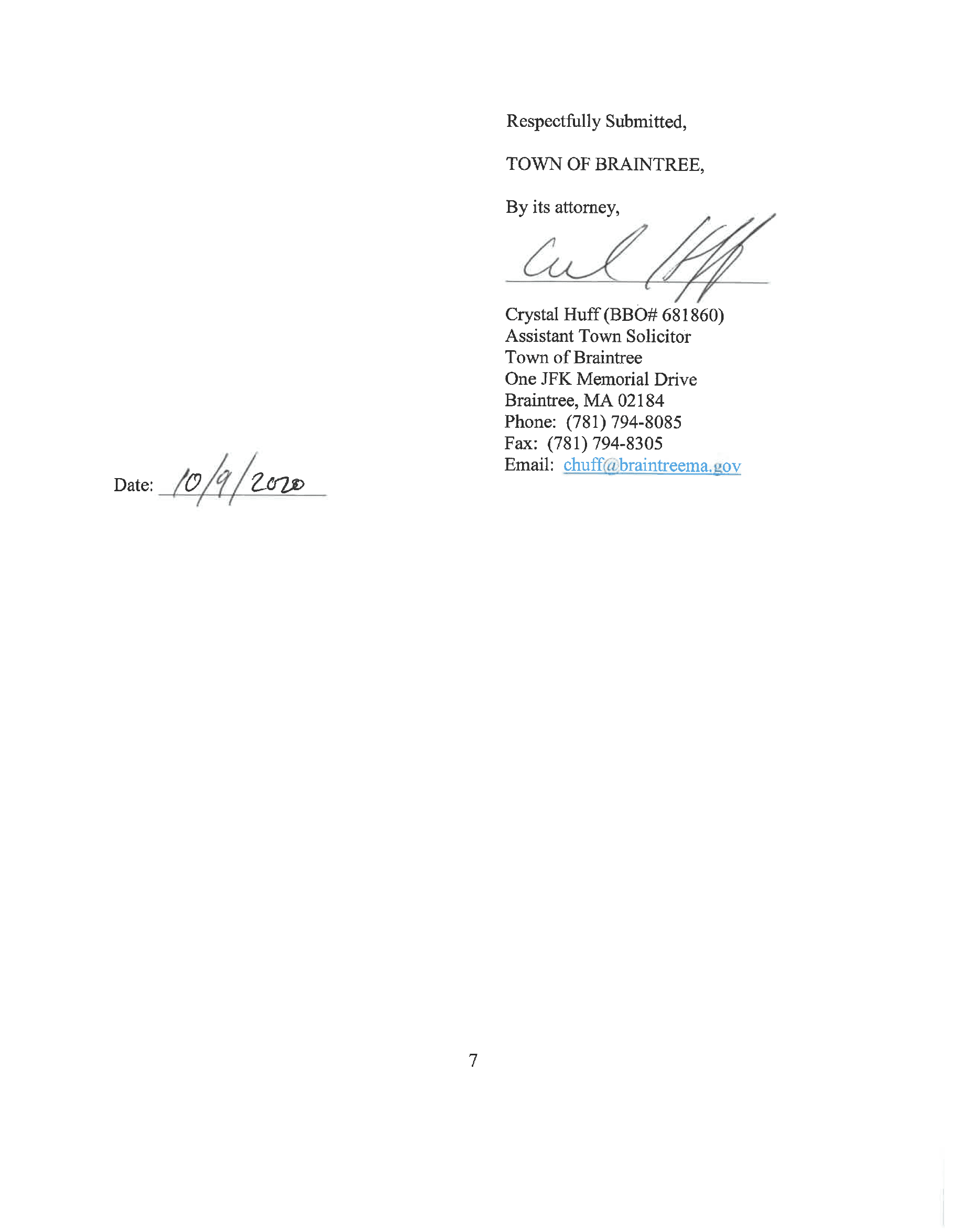 TOB Notice of Claim - Compressor 7